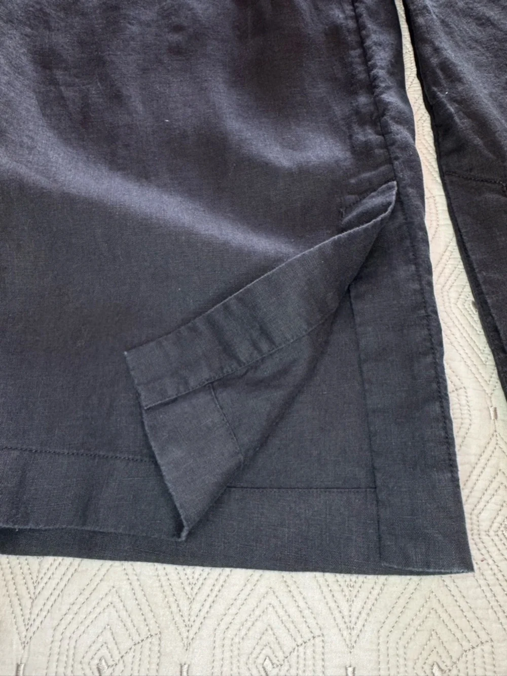 Athleta Retreat  Black Wide Leg Linen Drawstring Pants  Size Large
